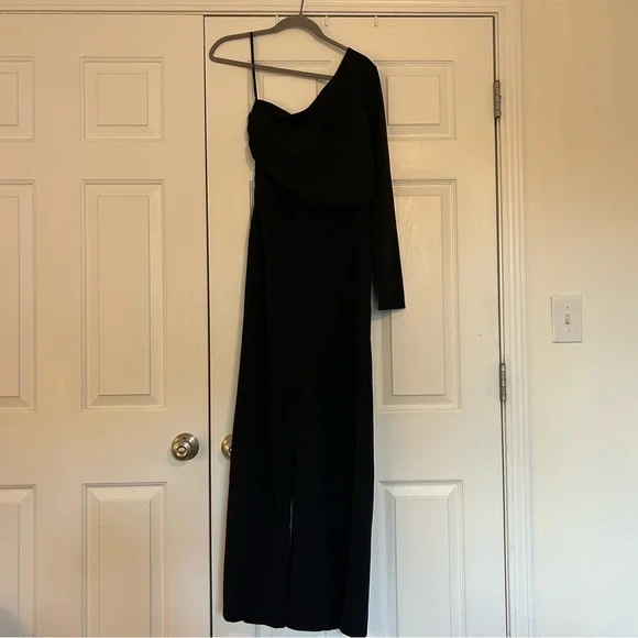 NWT‎ she + sky black one shoulder long sleeve wide leg jumpsuit - Picture 2 of 4